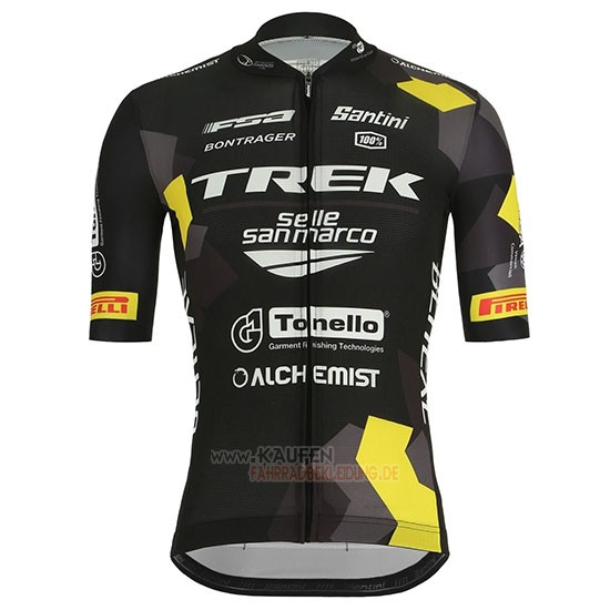 Trek Selle San Marco Kurzarmtrikot 2019 und Kurze Tragerhose Shwarz Gelb